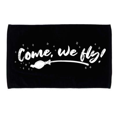 Halloween Come We Fly Witch Vintage Broom Fying Gift Microfiber Hand Towel