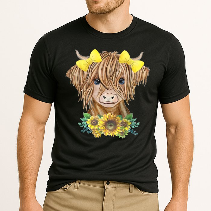 Highland Cow With Sunflowers Cooling Performance Crew T-Shirt