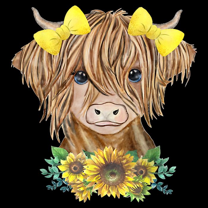 Highland Cow With Sunflowers Cooling Performance Crew T-Shirt