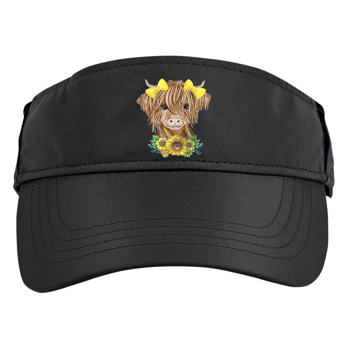 Highland Cow With Sunflowers Adult Drive Performance Visor