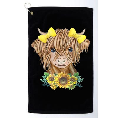 Highland Cow With Sunflowers Golf Towel