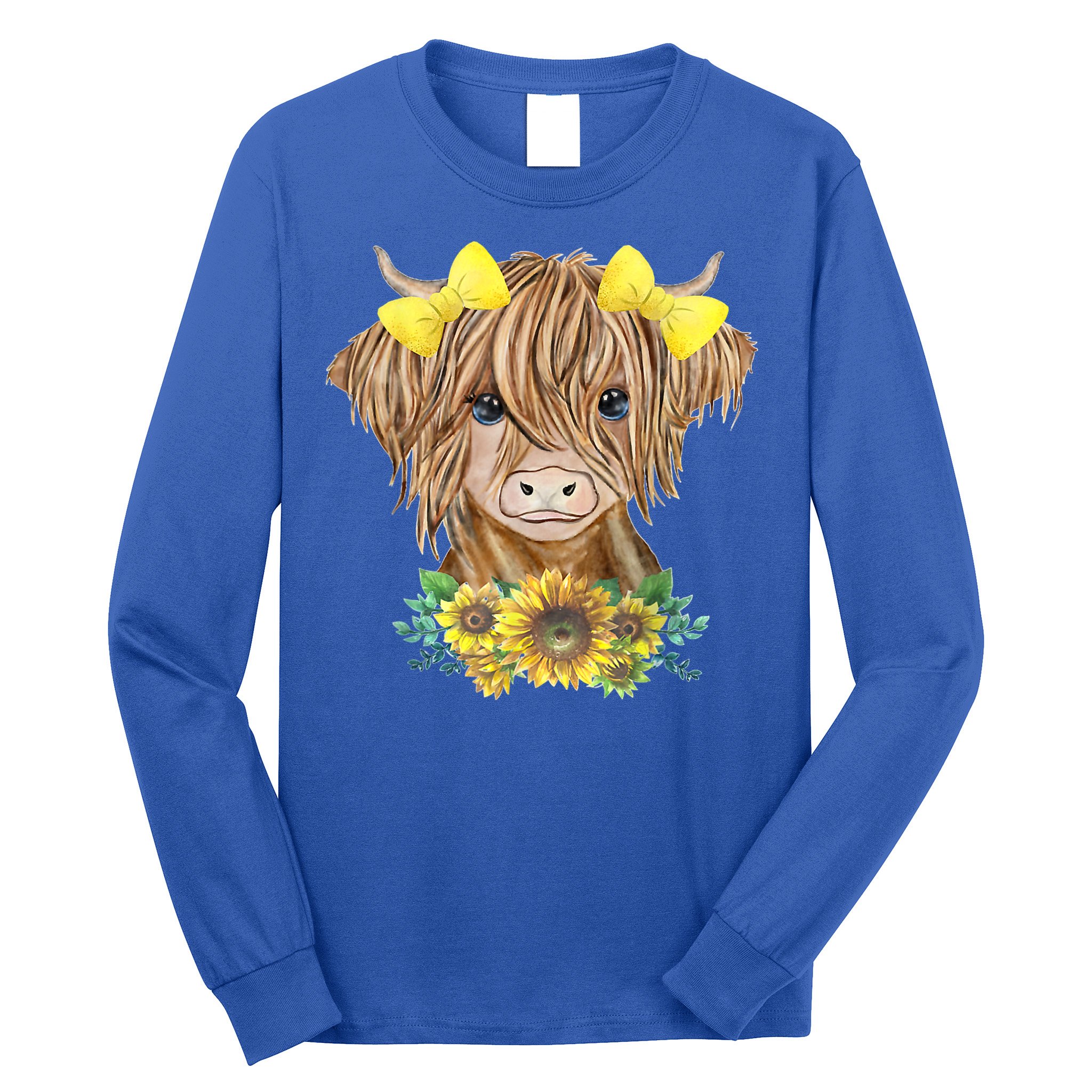 Highland Cow With Sunflowers Long Sleeve Shirt
