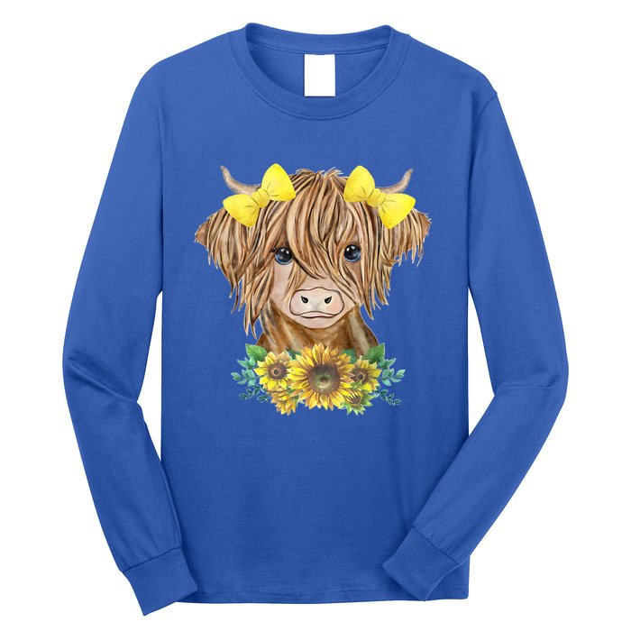 Highland Cow With Sunflowers Long Sleeve Shirt