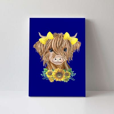 Highland Cow With Sunflowers Canvas