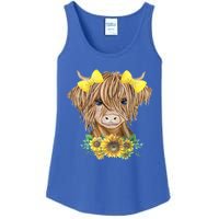 Highland Cow With Sunflowers Ladies Essential Tank