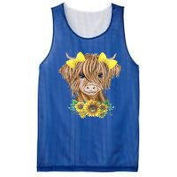 Highland Cow With Sunflowers Mesh Reversible Basketball Jersey Tank