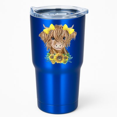 Highland Cow With Sunflowers Tumbler