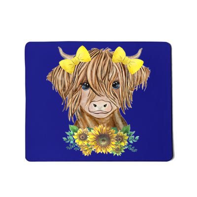 Highland Cow With Sunflowers Mousepad