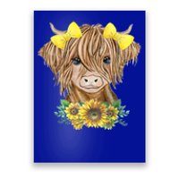 Highland Cow With Sunflowers Poster