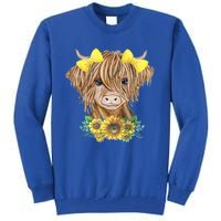 Highland Cow With Sunflowers Tall Sweatshirt