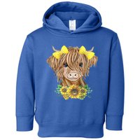 Highland Cow With Sunflowers Toddler Hoodie