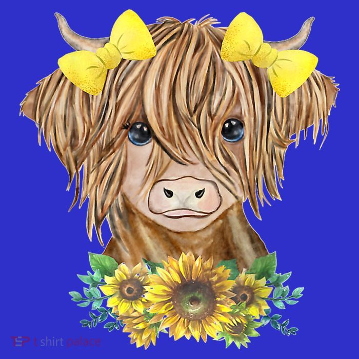 Highland Cow With Sunflowers Kids T-Shirt