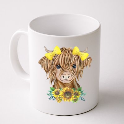 Highland Cow With Sunflowers Coffee Mug