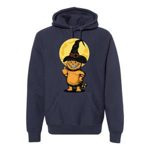 Halloween Cat Wearing Witch Hat With The Middle Finger Funny Premium Hoodie