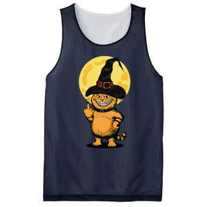 Halloween Cat Wearing Witch Hat With The Middle Finger Funny Mesh Reversible Basketball Jersey Tank