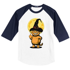 Halloween Cat Wearing Witch Hat With The Middle Finger Funny Baseball Sleeve Shirt