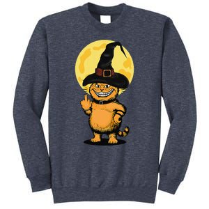 Halloween Cat Wearing Witch Hat With The Middle Finger Funny Sweatshirt