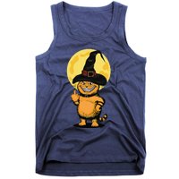 Halloween Cat Wearing Witch Hat With The Middle Finger Funny Tank Top