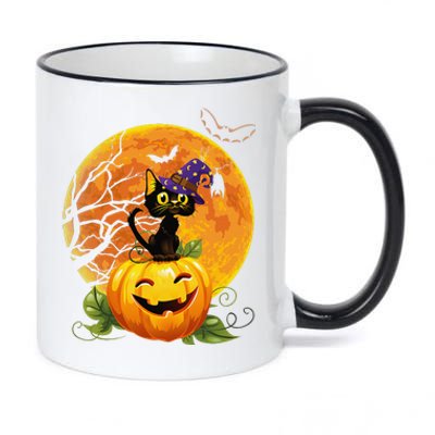 Halloween Cute Witch Cat Mom Pumpkin Moon Spooky Cat 11oz Black Color Changing Mug