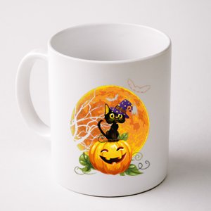 Halloween Cute Witch Cat Mom Pumpkin Moon Spooky Cat Coffee Mug