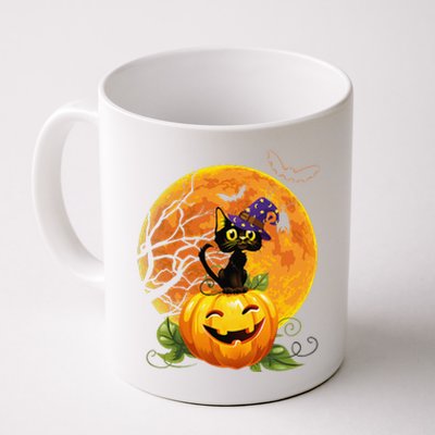 Halloween Cute Witch Cat Mom Pumpkin Moon Spooky Cat Coffee Mug