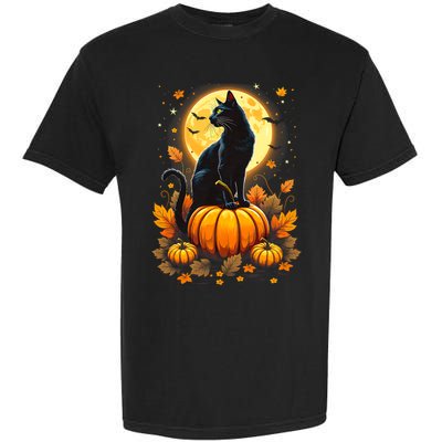 Halloween Cat Women Funny Fall Pumpkin Cat Lover Cute Garment-Dyed Heavyweight T-Shirt