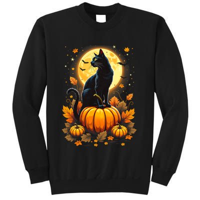 Halloween Cat Women Funny Fall Pumpkin Cat Lover Cute Sweatshirt