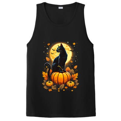 Halloween Cat Women Funny Fall Pumpkin Cat Lover Cute PosiCharge Competitor Tank
