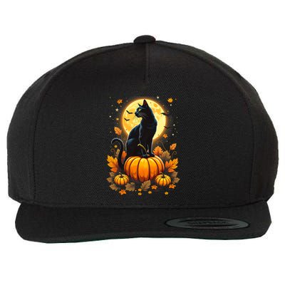 Halloween Cat Women Funny Fall Pumpkin Cat Lover Cute Wool Snapback Cap