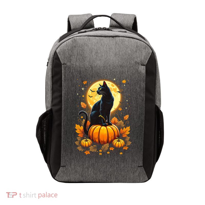 Halloween Cat Women Funny Fall Pumpkin Cat Lover Cute Vector Backpack
