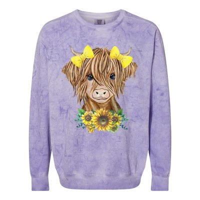 Highland Cow With Sunflowers Colorblast Crewneck Sweatshirt