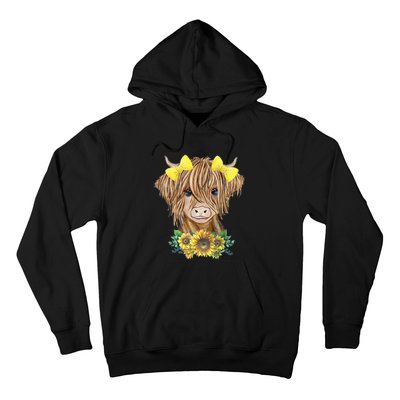 Highland Cow With Sunflowers Hoodie