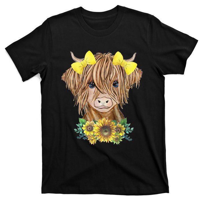 Highland Cow With Sunflowers T-Shirt