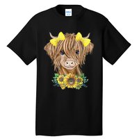 Highland Cow With Sunflowers Tall T-Shirt