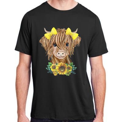 Highland Cow With Sunflowers Adult ChromaSoft Performance T-Shirt