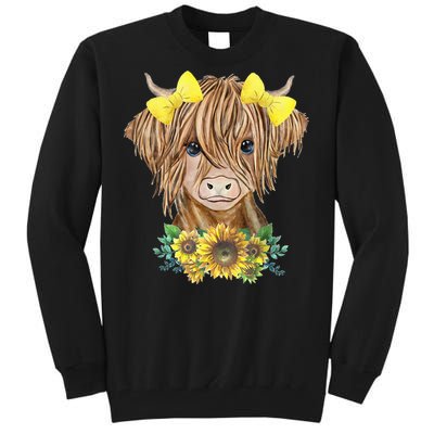 Highland Cow With Sunflowers Tall Sweatshirt