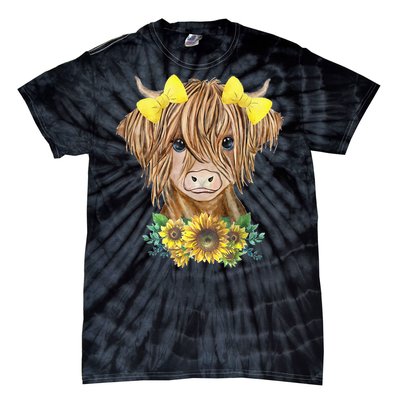 Highland Cow With Sunflowers Tie-Dye T-Shirt