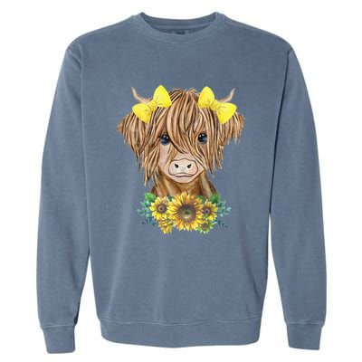 Highland Cow With Sunflowers Garment-Dyed Sweatshirt