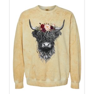 Highland Cow Western Country Colorblast Crewneck Sweatshirt