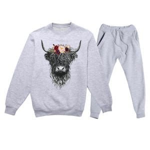 Highland Cow Western Country Premium Crewneck Sweatsuit Set