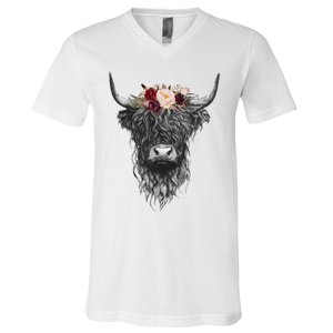 Highland Cow Western Country V-Neck T-Shirt