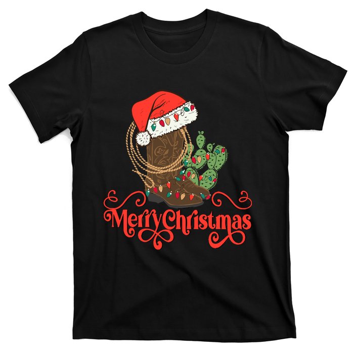 Howdy Christmas Western Xmas Cowboy Boots Country Christmas T-Shirt