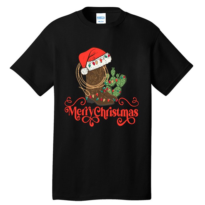 Howdy Christmas Western Xmas Cowboy Boots Country Christmas Tall T-Shirt