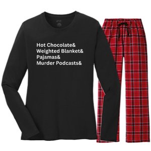 Hot Chocolate Weighted Blanket Pajamas Murder Podcasts Women's Long Sleeve Flannel Pajama Set 