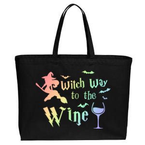 Halloween Costumes Witch Way To The Wine Lover Fun Gift Cotton Canvas Jumbo Tote