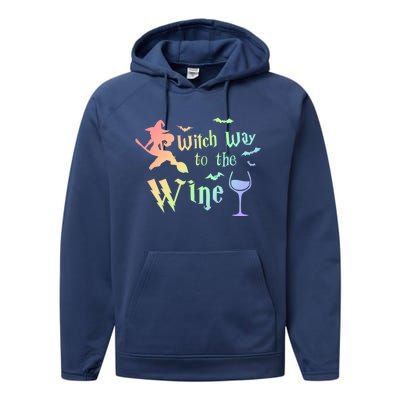 Halloween Costumes Witch Way To The Wine Lover Fun Gift Performance Fleece Hoodie