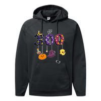 Halloween Costume with Spiders Ghosts Pumpkin & Witch Hat Performance Fleece Hoodie