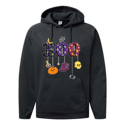 Halloween Costume with Spiders Ghosts Pumpkin & Witch Hat Performance Fleece Hoodie