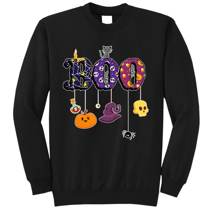 Halloween Costume with Spiders Ghosts Pumpkin & Witch Hat Sweatshirt