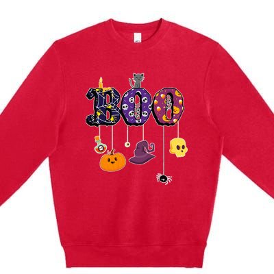 Halloween Costume with Spiders Ghosts Pumpkin & Witch Hat Premium Crewneck Sweatshirt